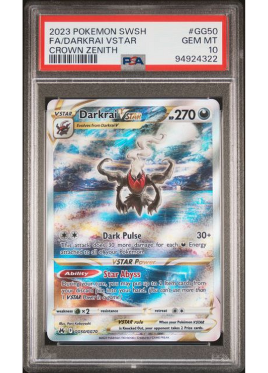 FA/Darkrai VSTAR #GG50 - 2023 Pokemon SWSH Crown Zenith - PSA Gem Mint 10